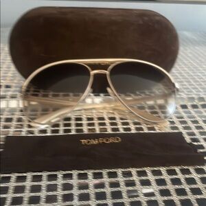 Tom Ford natural tan Aviator Sunglasses with Gradient Lenses
